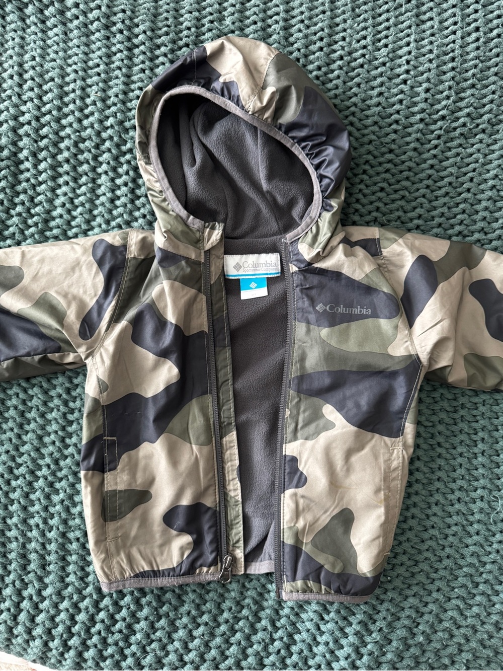 Columbia Kids Camo Hooded Jacket - Green, Black, Tan
